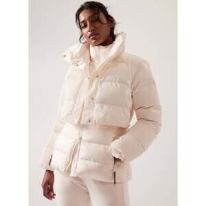ATHLETA X Allyson Felix Downtown Metallic Legend cream Puffer Coat. Size M.